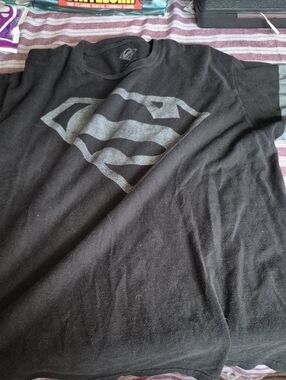 DC Comics Black T-Shirt with Gray Superman Shield